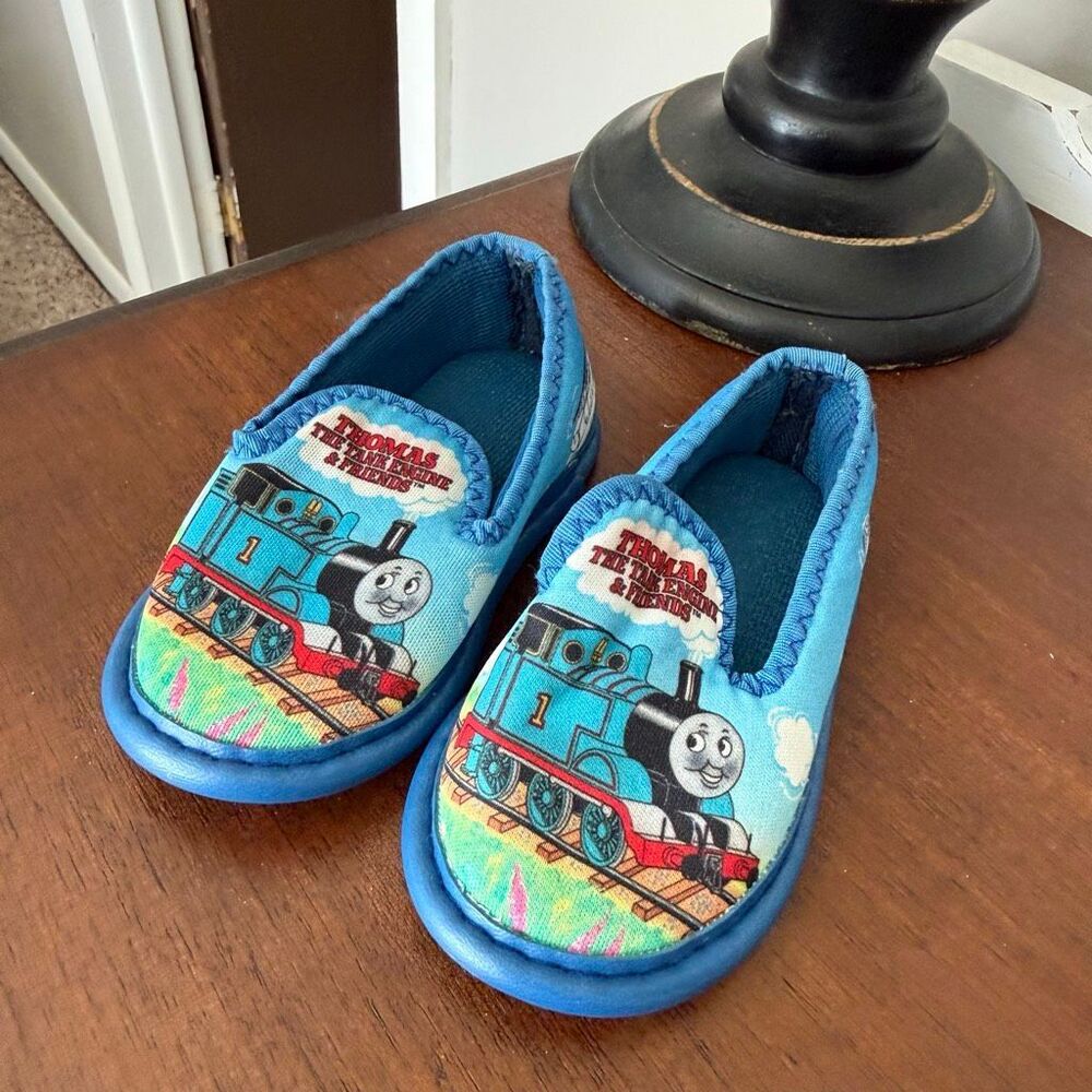 Vintage Thomas The Tank Engine & Friends Blue Kids Slippers Made In USA